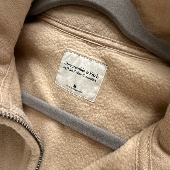 Abercrombie & Fitch Beige and Navy Striped Half-Zip Sweatshirt - Picture 2 of 2